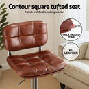 Artiss 2x Bar Stools Kitchen Swivel Gas Lift Counter Chair Tuft PU Leather Brown-5