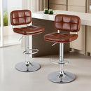 Artiss 2x Bar Stools Kitchen Swivel Gas Lift Counter Chair Tuft PU Leather Brown-7