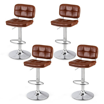 Artiss 4x Bar Stools Kitchen Swivel Gas Lift Counter Chair Tuft PU Leather Brown
