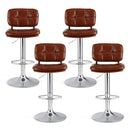 Artiss 4x Bar Stools Kitchen Swivel Gas Lift Counter Chair Tuft PU Leather Brown-3