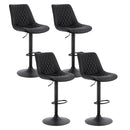 Artiss 4x Bar Stools Kitchen Swivel Gas Lift Counter Chair Diamond Leather Black-1