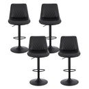 Artiss 4x Bar Stools Kitchen Swivel Gas Lift Counter Chair Diamond Leather Black-3