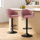 Artiss 2x Bar Stools Gas Lift Velvet Pink-7