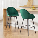 Artiss 2x Bar Stools Velvet Swivel Metal Legs Green-1