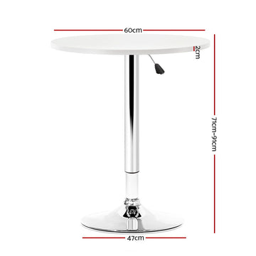 Artiss Bar Table Gas Lift Round White - 0