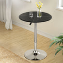 Artiss Bar Table Round Swivel Height Adjustable 62cm Modern PVC Leather Black-7