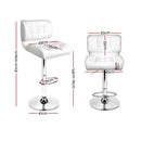 Artiss 2x Bar Stools Gas Lift Leather Padded White-4