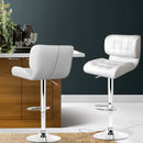 Artiss 2x Bar Stools Gas Lift Leather Padded White-13