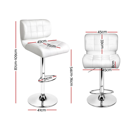 Artiss 4x Bar Stools Gas Lift Leather Padded White