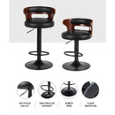 Artiss 2x Bar Stools Gas Lift Faux Leather-5