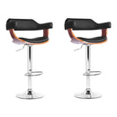 Artiss 2x Bar Stools Gas Lift Leather w/Armrest Black-1
