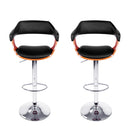 Artiss 2x Bar Stools Gas Lift Leather w/Armrest Black-3