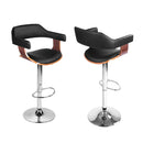 Artiss 4x Bar Stools Gas Lift Leather w/Armrest Black-3