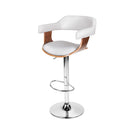 Artiss Bar Stools Gas Lift Leather w/Armrest White-1