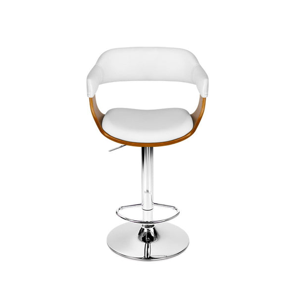 Artiss Bar Stools Gas Lift Leather w/Armrest White