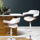 Artiss Bar Stools Gas Lift Leather w/Armrest White-7