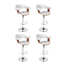 4x Artiss Bar Stools Gas Lift Leather with Armrest White-1