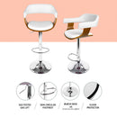 4x Artiss Bar Stools Gas Lift Leather with Armrest White-5