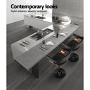 Artiss 2x Bar Stools Gas Lift Leather w/Armrest All Black-3