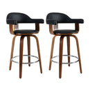 Artiss 2x Bar Stools Leather Seat Wooden Legs-13