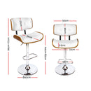 Artiss 2x Bar Stools Gas Lift Leather White-3