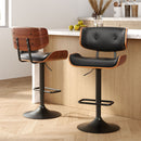 Artiss 2x Bar Stools Gas Lift Leather All Black-1