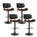 Artiss 4x Bar Stools Gas Lift Leather All Black-1