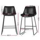 Artiss Bar Stools Kitchen Counter Barstools Leather Metal Chairs Black x2-4