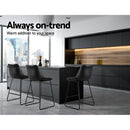 Artiss Bar Stools Kitchen Counter Barstools Leather Metal Chairs Black x2-8