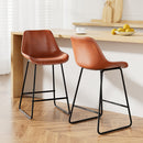 Artiss Bar Stools Kitchen Counter Barstools Leather Metal Chairs Brown x2-2
