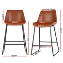 Artiss Bar Stools Kitchen Counter Barstools Leather Metal Chairs Brown x2-4