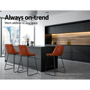 Artiss Bar Stools Kitchen Counter Barstools Leather Metal Chairs Brown x2-7