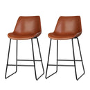 Artiss Bar Stools Kitchen Counter Barstools Leather Metal Chairs Brown x2-13