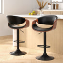 Artiss 2x Bar Stools Gas Lift Leather w/Armrest-1