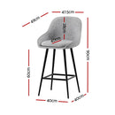 Artiss 2x Bar Stools Upholstered Stool Counter Seat Kitchen Dining Chairs-2