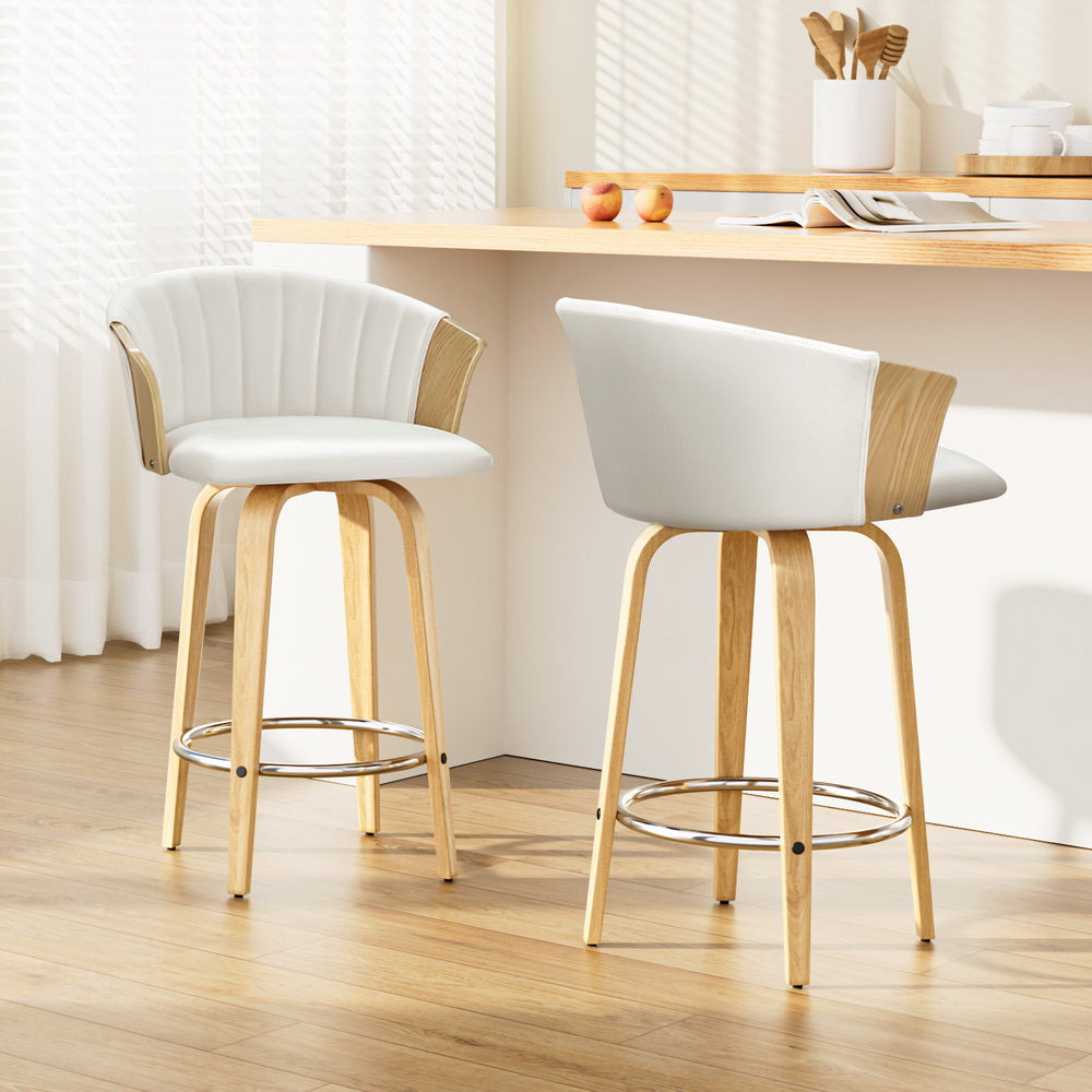 Artiss Bar Stools Kitchen Leather Barstools Swivel Counter Chairs x2 - 0
