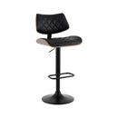 Artiss Bar Stools Kitchen Dining Chairs Gas Lift Stool Wooden Leather Black-2