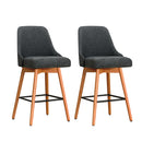 Artiss 2x Bar Stools Swivel Seat Wooden Charcoal-2