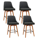 Artiss 4x Bar Stools Swivel Seat Wooden Charcoal-2