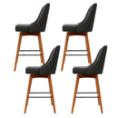 Artiss 4x Bar Stools Swivel Seat Wooden Charcoal-5