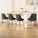 Artiss 4x Bar Stools Swivel Seat Wooden Charcoal-15