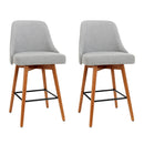 Artiss 2x Bar Stools Swivel Seat Wooden Grey-2