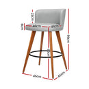 Artiss 2x Bar Stools Linen Padded Wooden Grey-3