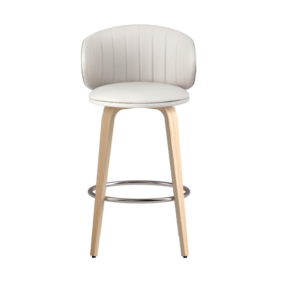 4x Artiss Bar Stools Dining Chairs Contoured Leather Wood Stool