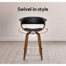 Artiss Bar Stools Swivel PU Seat Wooden-11