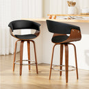 Artiss 2x Bar Stools Swivel PU Seat Wooden-1