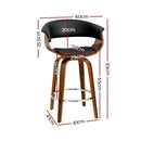 Artiss 2x Bar Stools Swivel PU Seat Wooden-4