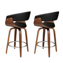 Artiss 2x Bar Stools Swivel PU Seat Wooden-6