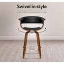 Artiss 2x Bar Stools Swivel PU Seat Wooden-11
