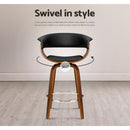 Artiss 4x Bar Stools Swivel PU Seat Wooden-12